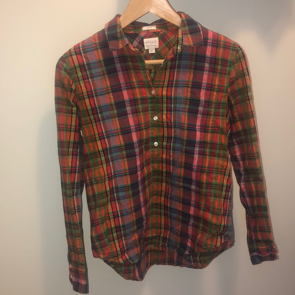 J.  Crew red plaid shirt